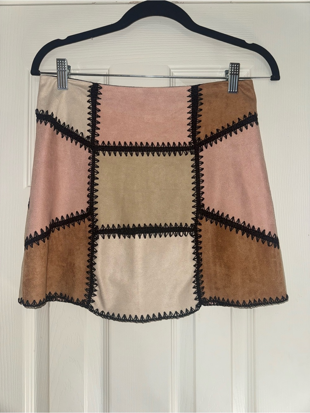 Gianni Bini Patchwork Suede Mini Skirt
